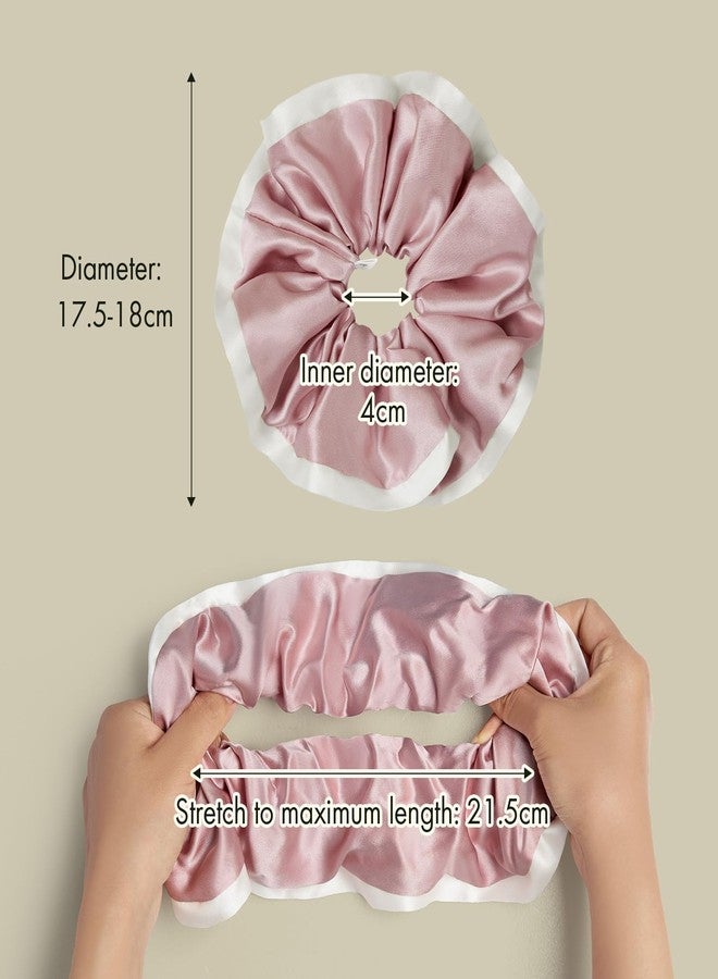 LILYSILK Womens 100% Giant Silk Hair Scrunchies Ruffle Contrast Edge Colorblock Ponytail Holder Elastic Hair Band Tie for Hair Loss Frizz Prevention Rosy Pink - Image 3