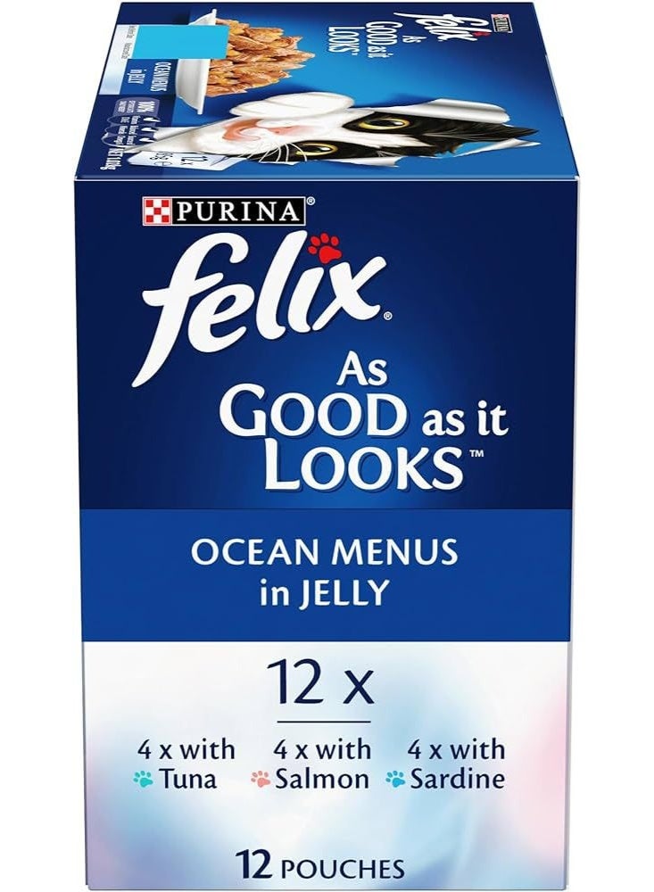 Felix Wet Cat Food from As Good It Look Double Delicious Ocean Menu 85g (12-pack) Adult Fish Flavors (e.g., Tuna, Salmon, Mackerel, etc.) - Image 2