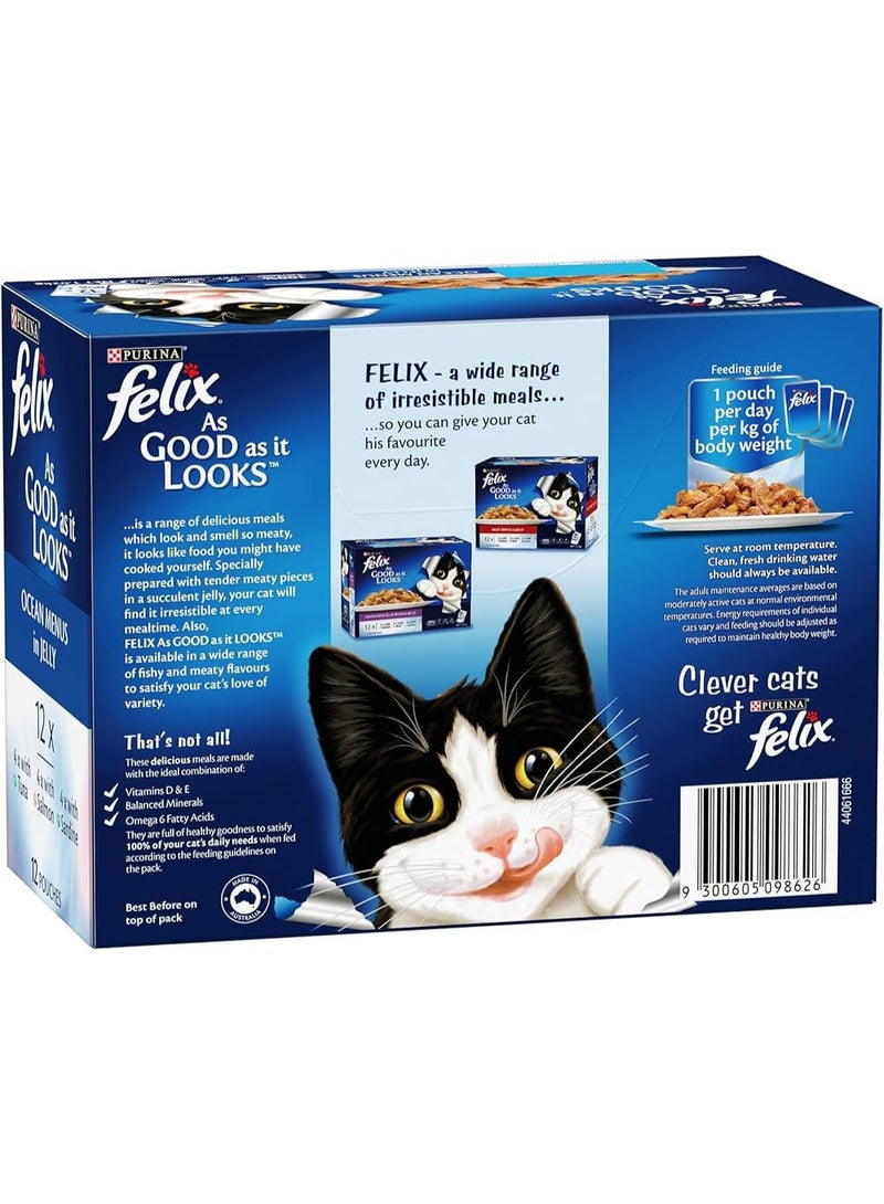 Felix Wet Cat Food from As Good It Look Double Delicious Ocean Menu 85g (12-pack) Adult Fish Flavors (e.g., Tuna, Salmon, Mackerel, etc.) - Image 4