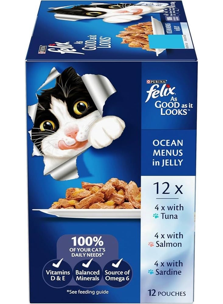Felix Wet Cat Food from As Good It Look Double Delicious Ocean Menu 85g (12-pack) Adult Fish Flavors (e.g., Tuna, Salmon, Mackerel, etc.) - Image 3
