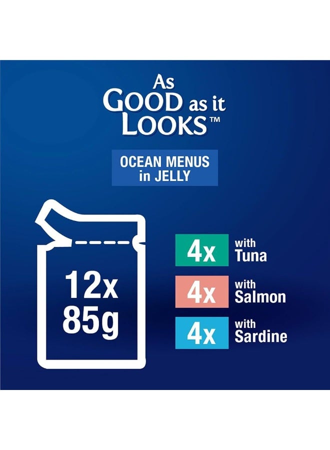 Felix Wet Cat Food from As Good It Look Double Delicious Ocean Menu 85g (12-pack) Adult Fish Flavors (e.g., Tuna, Salmon, Mackerel, etc.) - Image 5
