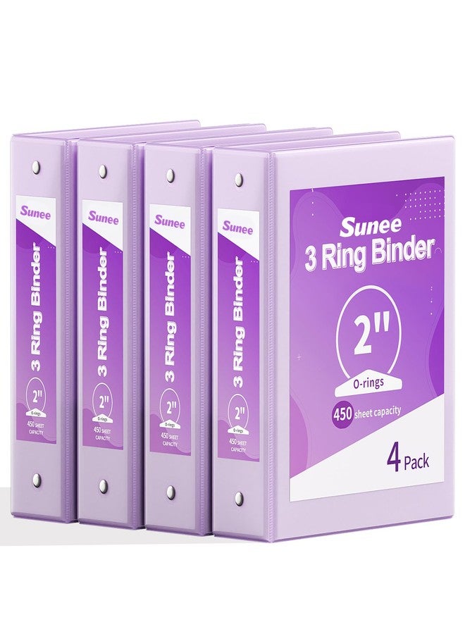 SUNEE 3 Ring Binders 2 Inch 4 Pack, Clear View Binder Three Ring PVC-Free (Fit 8.5x11 Inches) for School or Office Supplies, Purple - Image 1