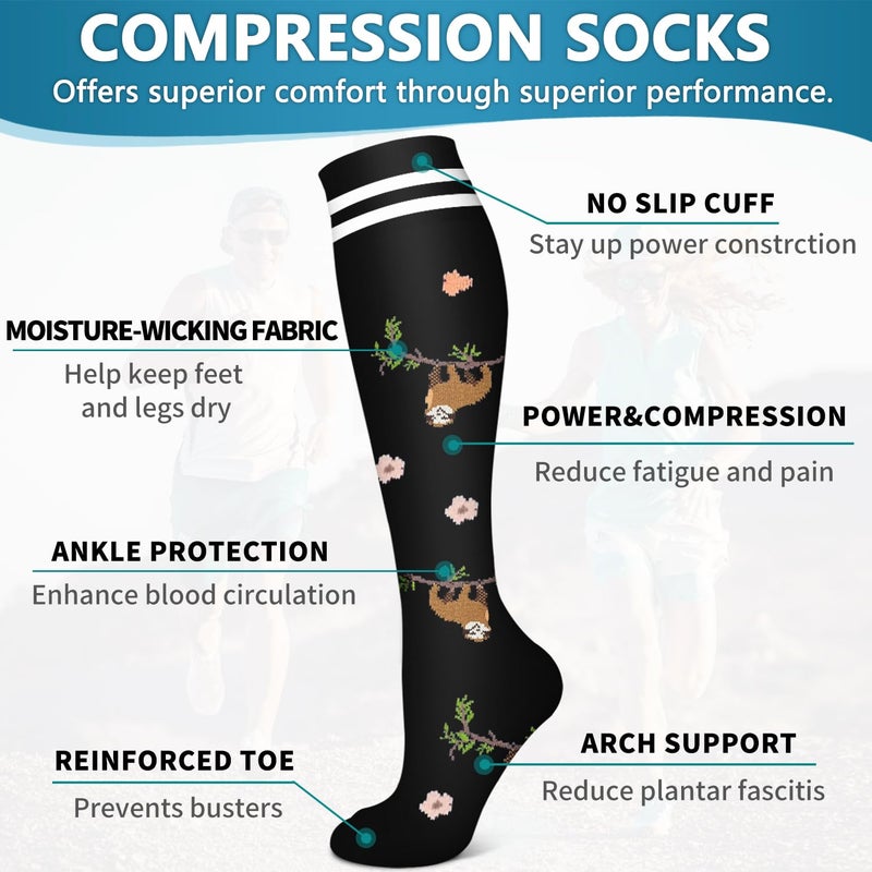 Bluemaple 6 Pack Copper Compression Socks for Women and Men Circulation-Best Support for Medical,Running,Nursing,Athletic - Image 5