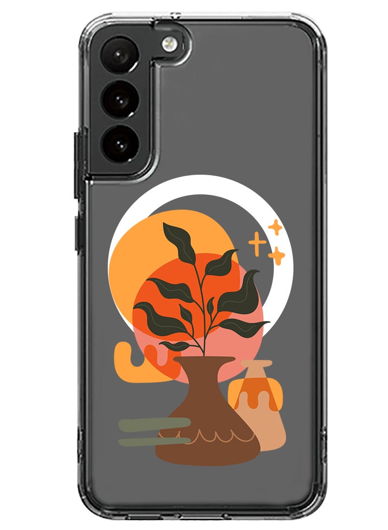 Theodor Magnetic Case for Samsung Galaxy S23 6.1-inch Compatible with MagSafe Wireless Charging, Shockproof Phone Bumper Cover Vase with Leaf2 - Image 1