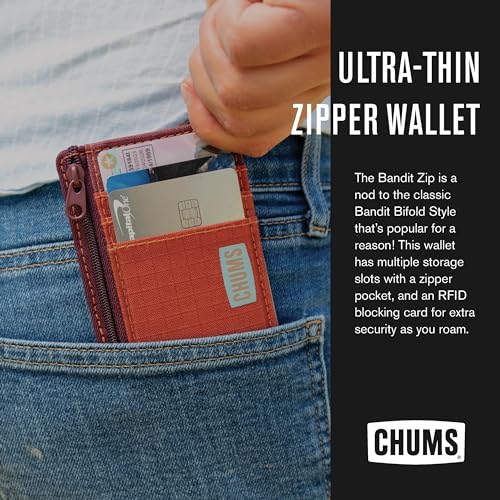 Chums Bandit Zip Compact Wallet - Slim RFID Wallet for Men & Women with Coin Pouch (Black) - Image 2