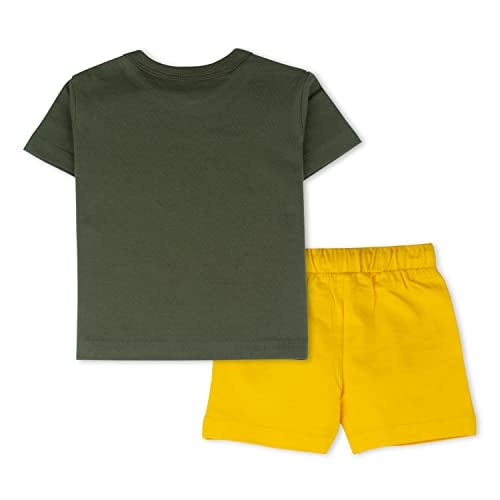 ARIEL Baby Boys & Baby girls Cotton Printed Round Neck Half Sleeve T-shirt & Short Trendy Summer Clothing Sets(AR-BHALFSS-03-Green-rhino_Multicolor_0 Months - 3 Months) - Image 2