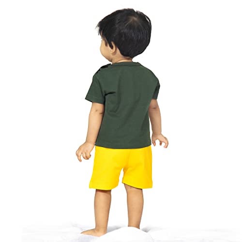 ARIEL Baby Boys & Baby girls Cotton Printed Round Neck Half Sleeve T-shirt & Short Trendy Summer Clothing Sets(AR-BHALFSS-03-Green-rhino_Multicolor_0 Months - 3 Months) - Image 4