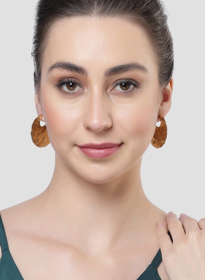 كارات كارت أقراط نصف دائرية مطلية بالذهب من كارات كارت، بتصميم عصري مزخرف، للنساء - Image 3