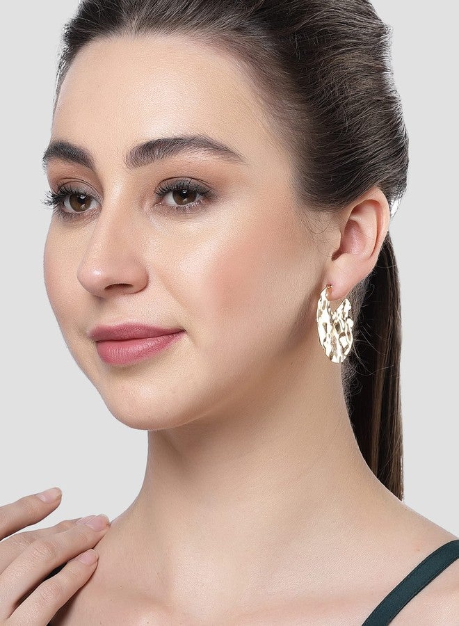 كارات كارت أقراط نصف دائرية مطلية بالذهب من كارات كارت، بتصميم عصري مزخرف، للنساء - Image 2
