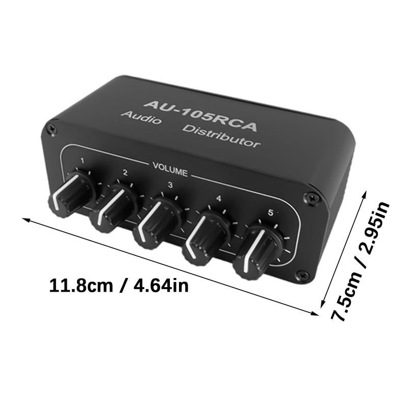 Metal Studio Sound Splitter مع 5 عناصر تحكم في مستوى الصوت المستقلة ووحدة توزيع إشارة ثنائية القناة - Image 5