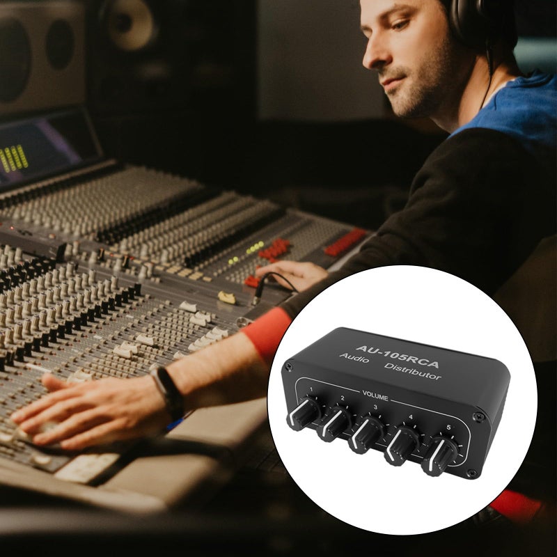 Metal Studio Sound Splitter مع 5 عناصر تحكم في مستوى الصوت المستقلة ووحدة توزيع إشارة ثنائية القناة - Image 3