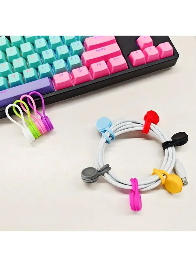 10 Colorful Magnetic Earbuds Cable Management Clip Phone Headphone Hub Silicone Organizer Wrap for Data Cords and Mobile Phone Desk Storage - Image 2