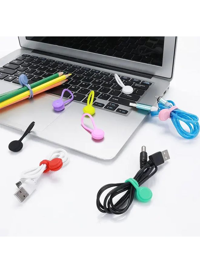 10 Colorful Magnetic Earbuds Cable Management Clip Phone Headphone Hub Silicone Organizer Wrap for Data Cords and Mobile Phone Desk Storage - Image 1