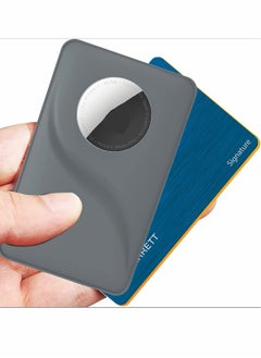 Generic Wallet Case Holder for AirTag Premium Leather Cash Credit Card Purse Slim Safety Antilost Gray  - Image 4