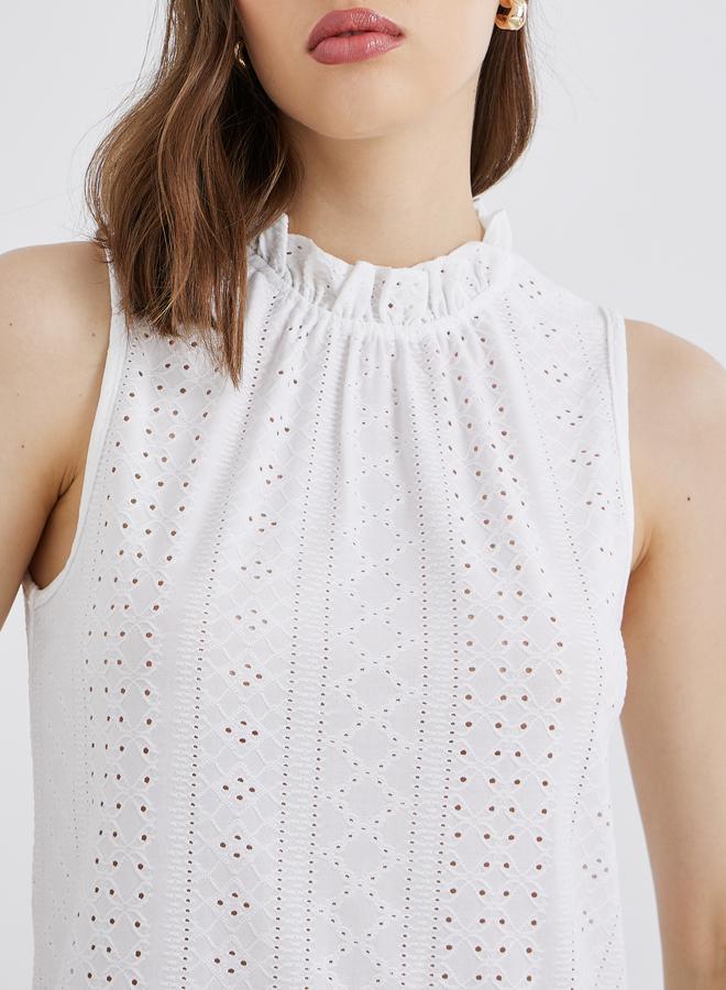 Take Two Schiffli Sleeveless High Neck Blouse - Image 4