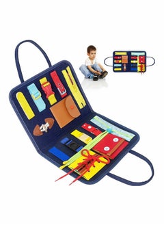 KASTWAVE Toddler Busy Board, Montessori Toy Gifts for Fine Motor Skills & Learn to Dress, Sensory Toy for Aeroplane or Car Travel  - Image 1