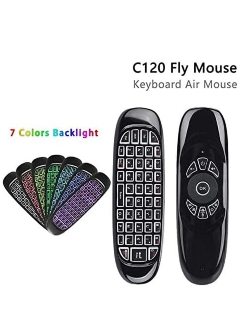 general NEW C120 RGB Wireless Backlit Air Mouse Keyboard for Android TV Box - 7 Color Rechargeable Remote Control - Image 2