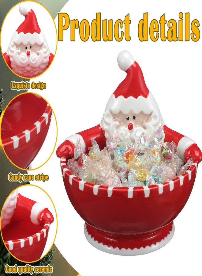 Jingmore Santa Claus Candy Bowl Christmas Ceramic Snack Dish with Santa Hug Design, 6.5 Inch Holiday Dip Bowl for Candy, Nuts, Treats, Table Ornament or Gift - Image 3
