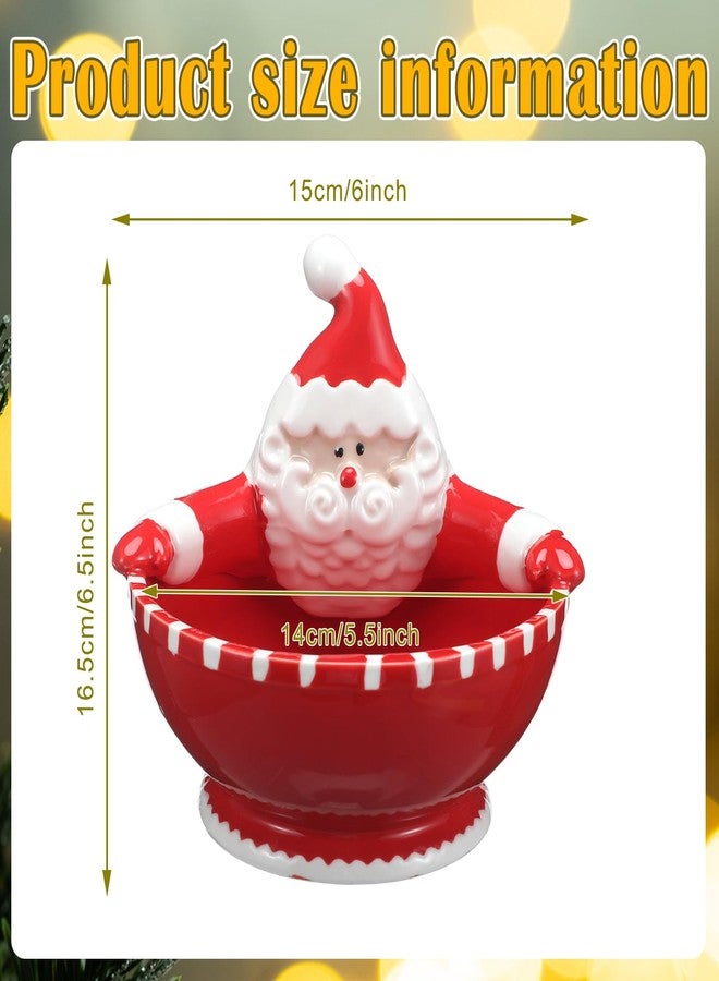 Jingmore Santa Claus Candy Bowl Christmas Ceramic Snack Dish with Santa Hug Design, 6.5 Inch Holiday Dip Bowl for Candy, Nuts, Treats, Table Ornament or Gift - Image 2