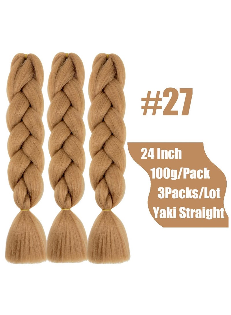 Estelle African braids Hair Extension,Crochet Braiding Hair Extensions Synthetic Braiding Hair High Temperature Synthetic Fiber Yaki Jumbo Braiding Hair (COLOR 27 3 pcs) - Image 2