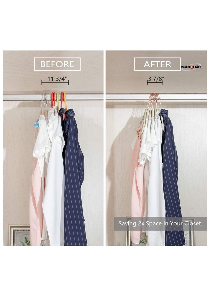 Red Dot Gift 20-Pack Beige Non-Slip Velvet Hangers and Rose Golden Clip 42.5cm/16.8 Inch - 360 Degree Rotatable Hook - Durable , Slim - for Coat and Pant Hangers - Image 5
