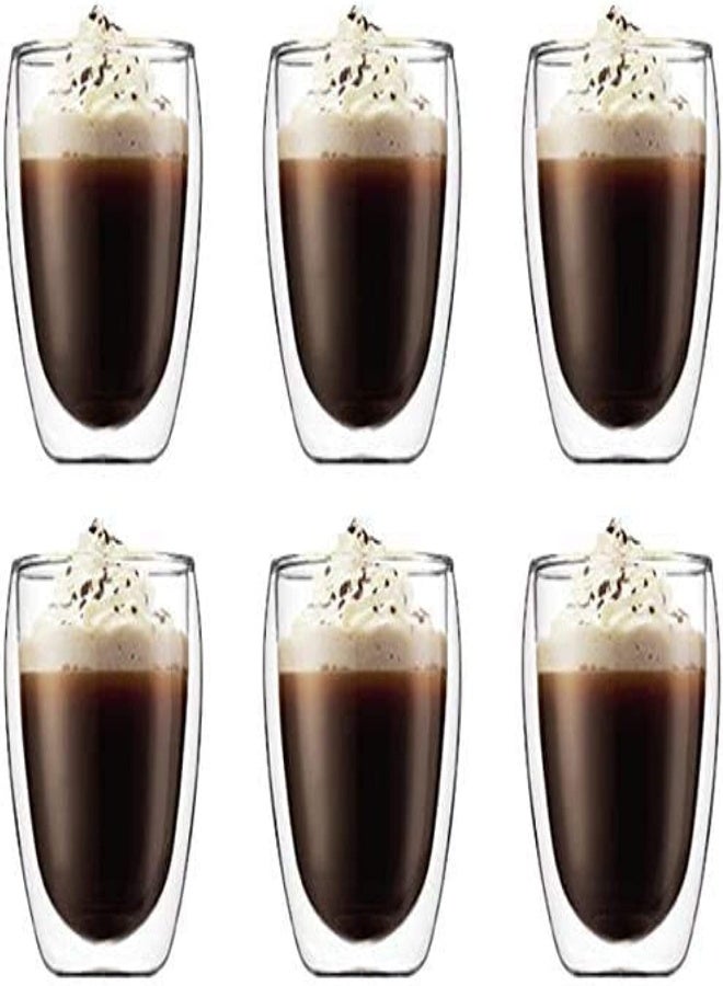 AKDC 6 Pieces Double Wall Glasses Coffee Cup,Large 350Ml - Image 3