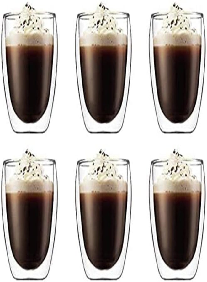 AKDC 6 Pieces Double Wall Glasses Coffee Cup,Large 350Ml - Image 2