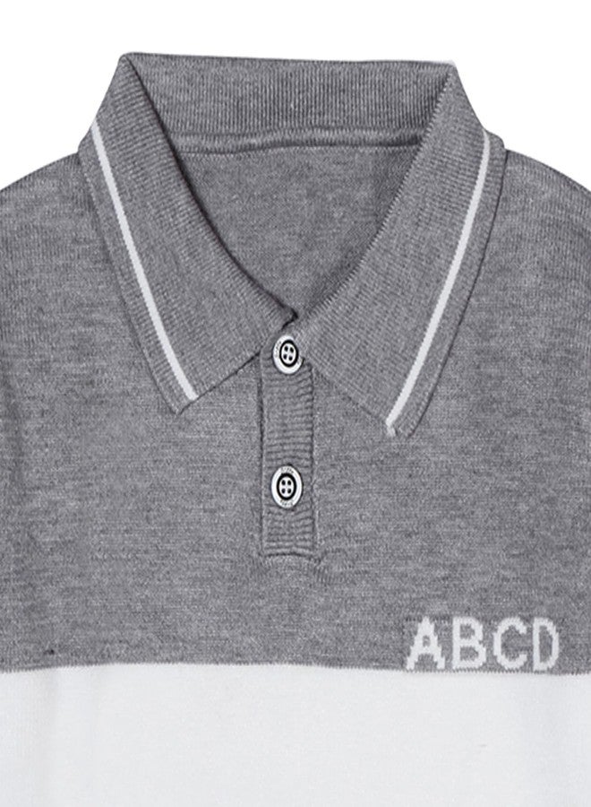 Pokory Baby Sweater Full Sleeve Grey & White Striped Stylish for Kids Boys and Girls Perfect Cool Weather Size 110 - Image 3