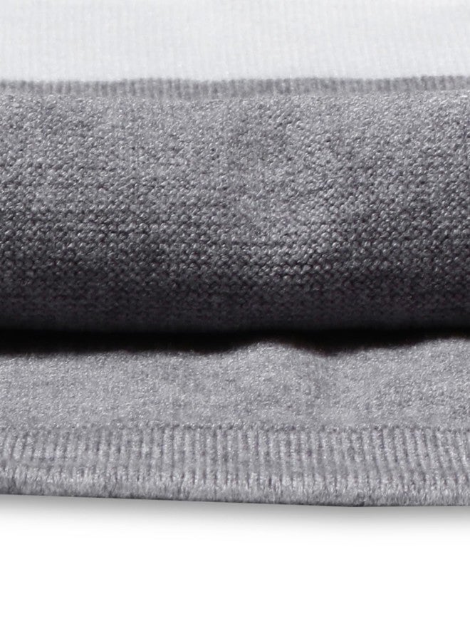 Pokory Baby Sweater Full Sleeve Grey & White Striped Stylish for Kids Boys and Girls Perfect Cool Weather Size 110 - Image 4