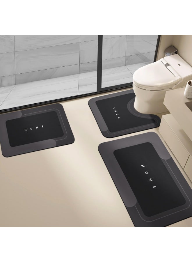 LOKIPA 3PCS Absorbent Bath Mat Magic Rug Sets, Quick Drying Bath Mat Non-Slip Floor Rug Rubber Backed for Bathroom Kitchen Shower Sink (16.9''x23.6''+19.7''x23.6''+19.7''x31.9'', Dark Gray) - Image 1