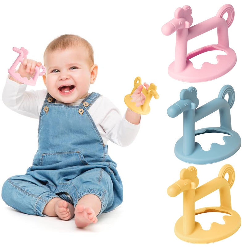 R HORSE 3Pcs Baby Wrist Teether Toys Anti-Dropping Silicone Teething Toy Soothing Bracelet Teether for Soothie, Infants Toddlers Hand Pacifier Baby Shower Birthday Gifts for Boys Girls - Image 1