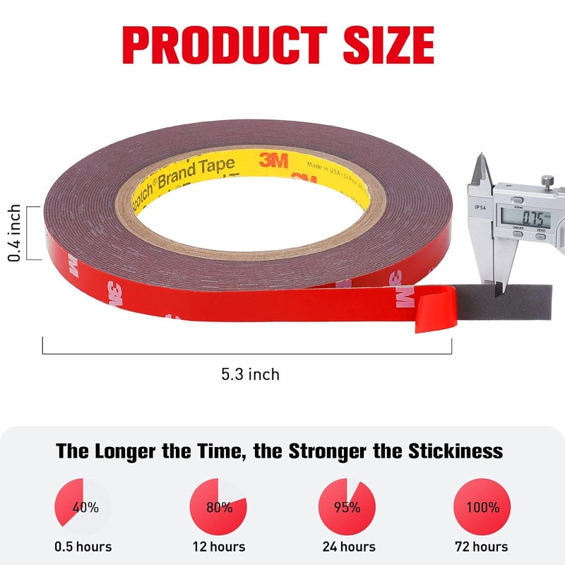 HitLights Double Sided Tape Heavy Duty, Waterproof Mounting Foam Tape, 33ft Length, 0.4in Width, Strong Adhesive Tape for LED Strip Lights, Automotive, Home, Office Decor, Outdoor, Made of 3M VHB Tape - Image 5