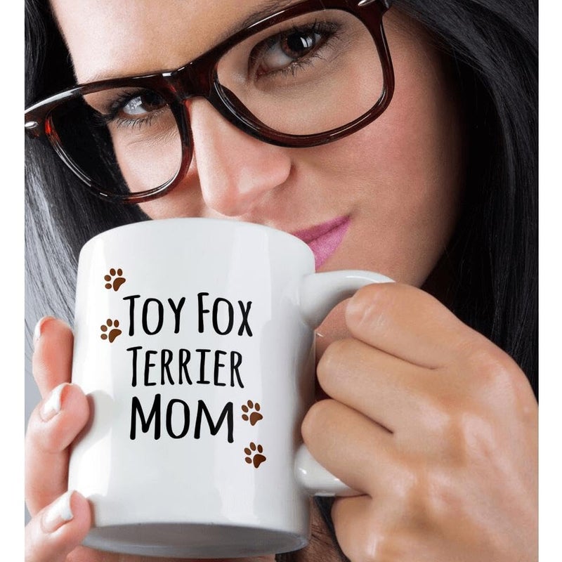3dRose mug_154209_1 Toy Fox Terrier Dog Mom Doggie By Breed Brown Paw Prints Doggy Lover Proud Pet Owner Mama Ceramic Mug, 11-Ounce - Image 2