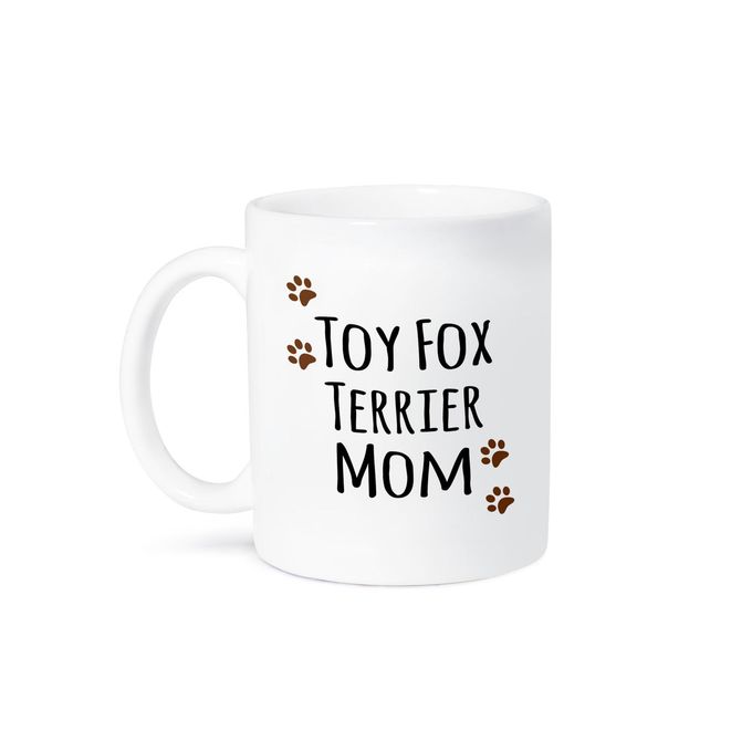 3dRose mug_154209_1 Toy Fox Terrier Dog Mom Doggie By Breed Brown Paw Prints Doggy Lover Proud Pet Owner Mama Ceramic Mug, 11-Ounce - Image 1