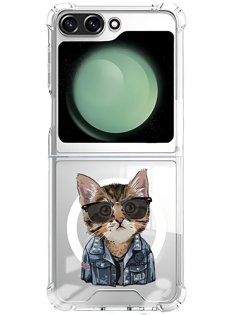Theodor Magnetic Case for Samsung Galaxy Z Flip 6 Compatible with MagSafe Wireless Charging, Shockproof Phone Bumper Cover swag cat - Image 1