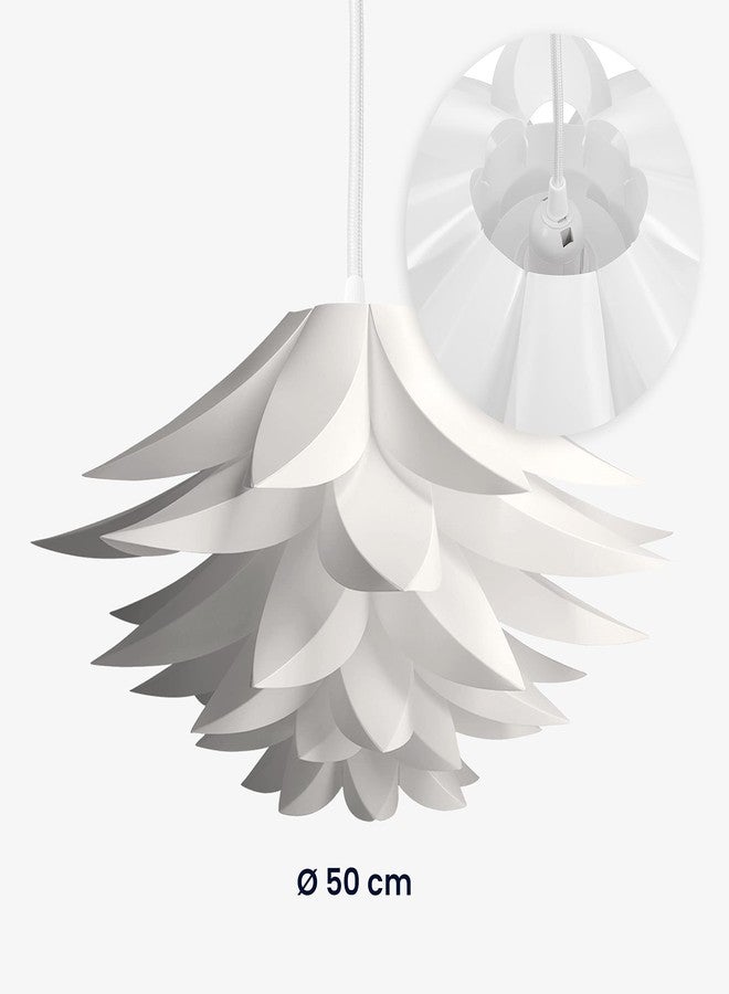 kwmobile DIY Puzzle Lampshade - Lotus Flower Jigsaw IQ Lamp Design Light - Ceiling Pendant Light or Standing Floor Lamp Shade - Diameter 50cm - White - Image 5