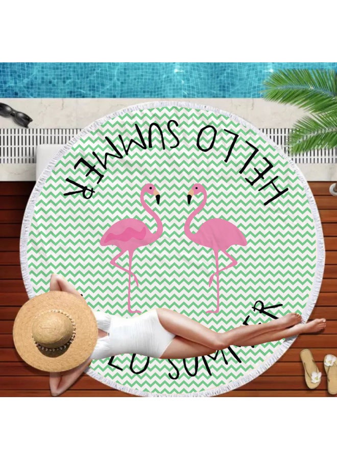 Round Printed Beach Towel Fiber Plus Tassel Feel Soft To Figure Mandala