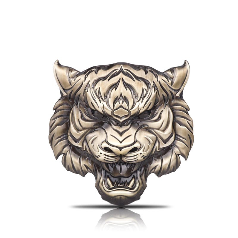 Fsforcar Tiger Metal Sticker for Car 3D Animal Decal Tiger Face Zinc Alloy Emblem for Automobile Motocycle