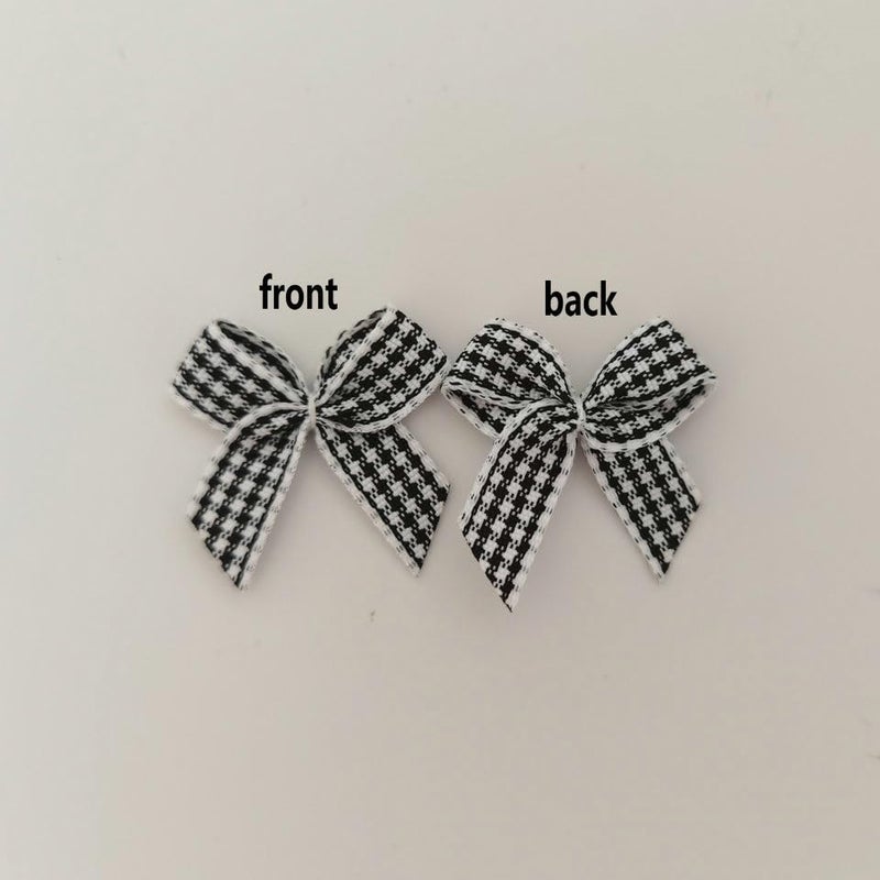 Micomon 50pcs 1.2-Inch Mini Black and White Gingham Ribbon Bows for Crafts Plaid Ribbon Bows Appliques for Autumn Thanks Giving Day Crafts Ornament Embellishment Decoration(Black) - Image 4