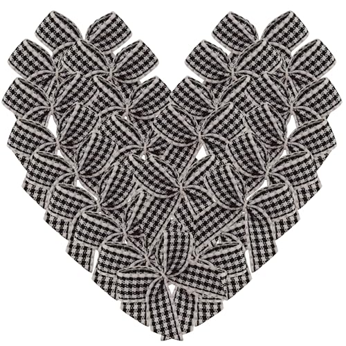 Micomon 50pcs 1.2-Inch Mini Black and White Gingham Ribbon Bows for Crafts Plaid Ribbon Bows Appliques for Autumn Thanks Giving Day Crafts Ornament Embellishment Decoration(Black) - Image 1
