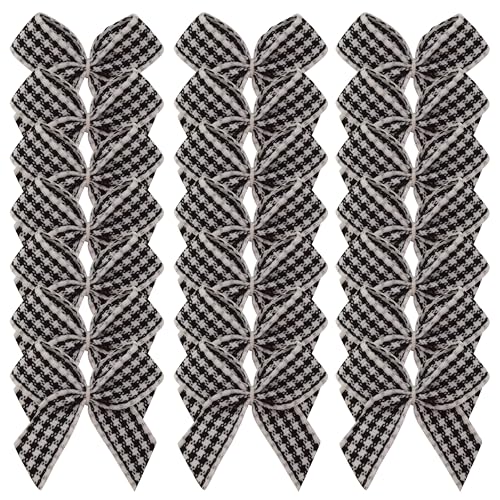 Micomon 50pcs 1.2-Inch Mini Black and White Gingham Ribbon Bows for Crafts Plaid Ribbon Bows Appliques for Autumn Thanks Giving Day Crafts Ornament Embellishment Decoration(Black) - Image 2