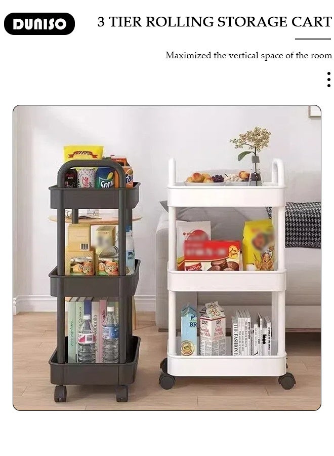 DUNISO 4 Tier Rolling Utility Cart Multifunctional Storage Organizer with Wheels Plastic Storage Cart Multipurpose Storage Rack for Bathroom Kitchen Laundry Bedroom Office(White)  - Image 5