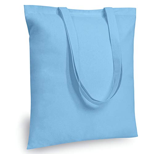 TOPDesign TOPDesign 12Pack Economical 16x15 Baby Blue Cotton Tote Bag Lightweight Medium Reusable Grocery Shopping Cloth Bags Suitable for DIY Advertising Promotion Gift Activity 