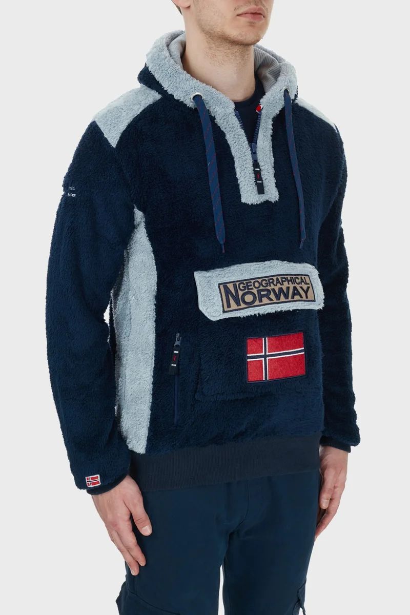 نورواي جيوغرافيكال Hooded Half Zip Outdoor Polar Sweat Men's Sweat Gymclasssherco
