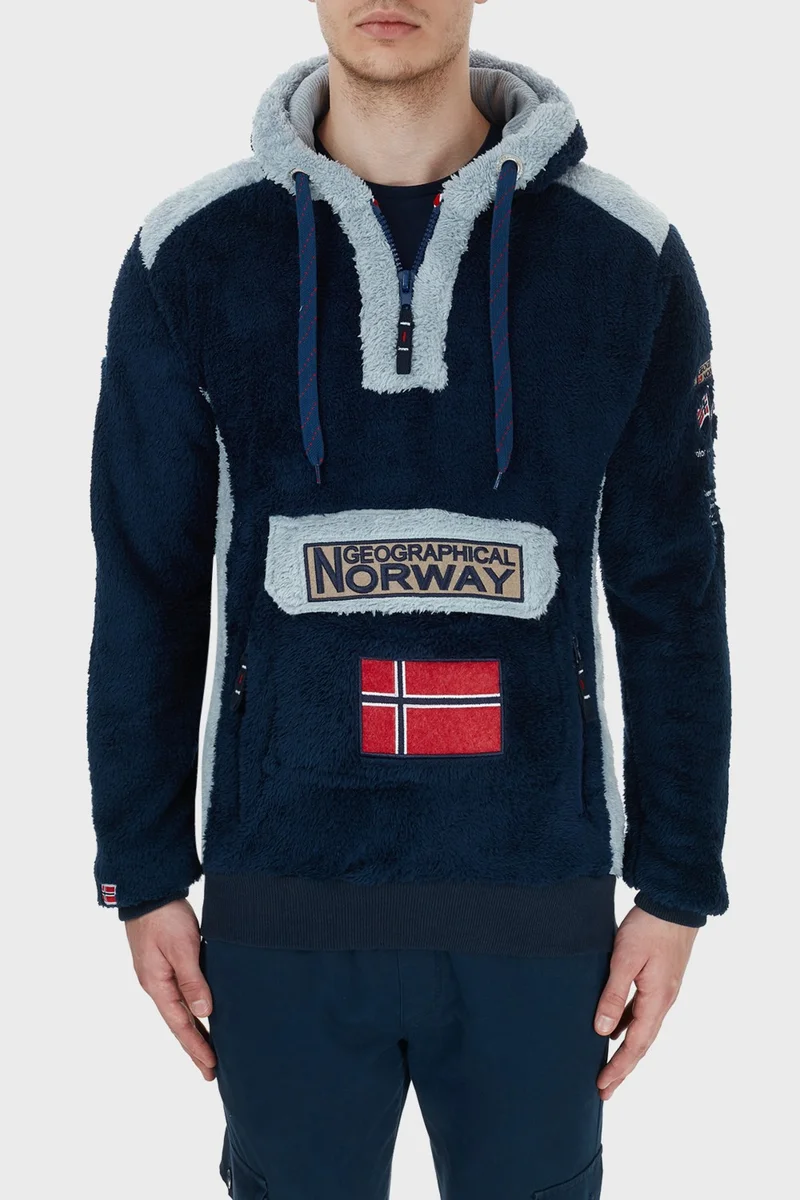 نورواي جيوغرافيكال Hooded Half Zip Outdoor Polar Sweat Men's Sweat Gymclasssherco