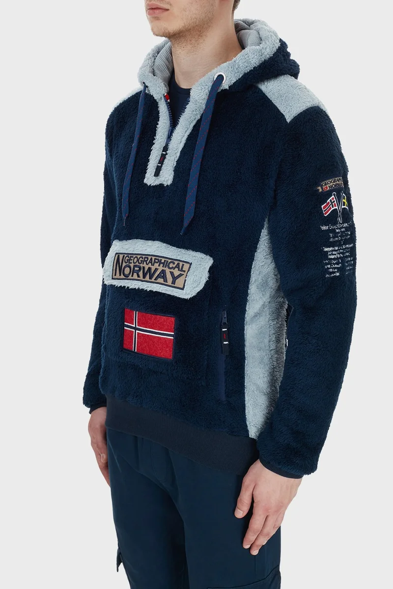 نورواي جيوغرافيكال Hooded Half Zip Outdoor Polar Sweat Men's Sweat Gymclasssherco
