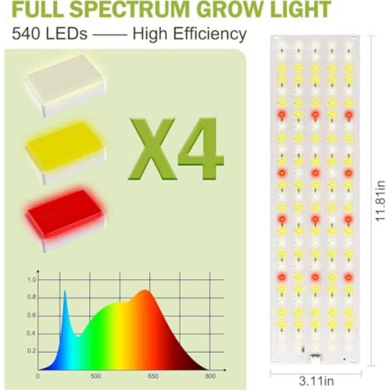 مصباح نمو LED، مصباح معلق بسpectrum كامل مقاس 3.11 × 11.81 بوصة - Image 2