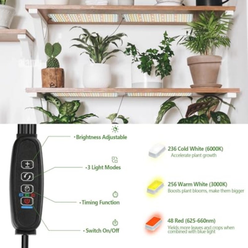 مصباح نمو LED، مصباح معلق بسpectrum كامل مقاس 3.11 × 11.81 بوصة - Image 3