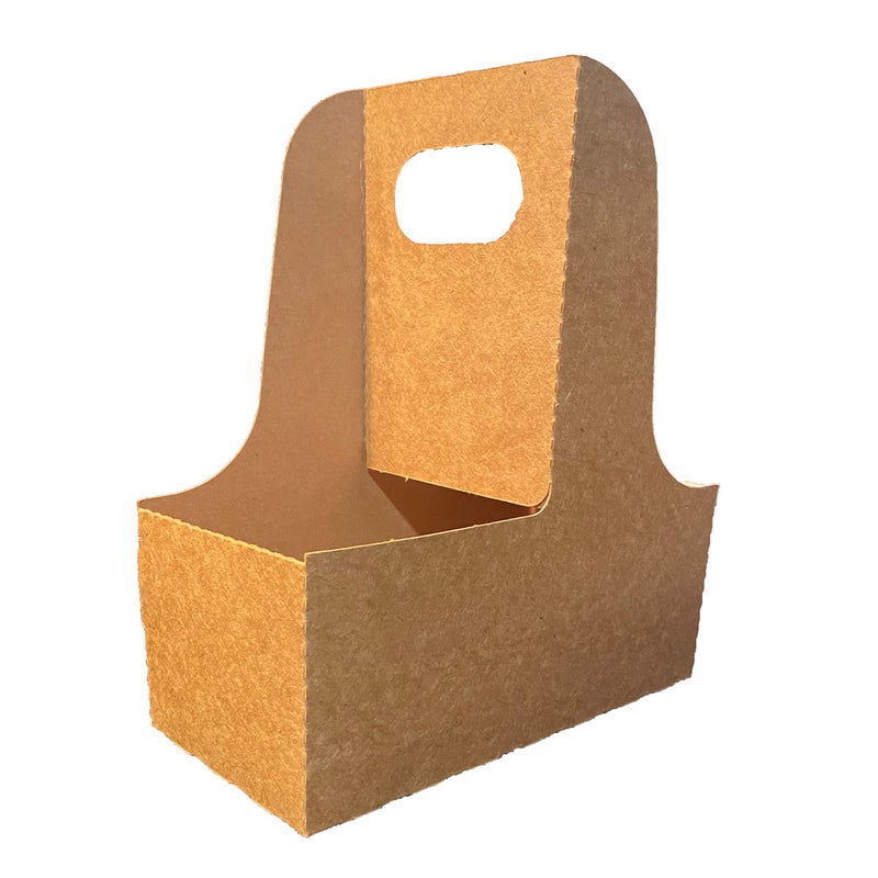 C-Store Packaging 2 Cup Drink Carrier with Handle | Kraft Paperboard Cup Holder | Disposable Cup Holder for Hot or Cold Drinks | Cup Carrier for Food Delivery Services, Uber Eats, Door Dash (15) - Image 5