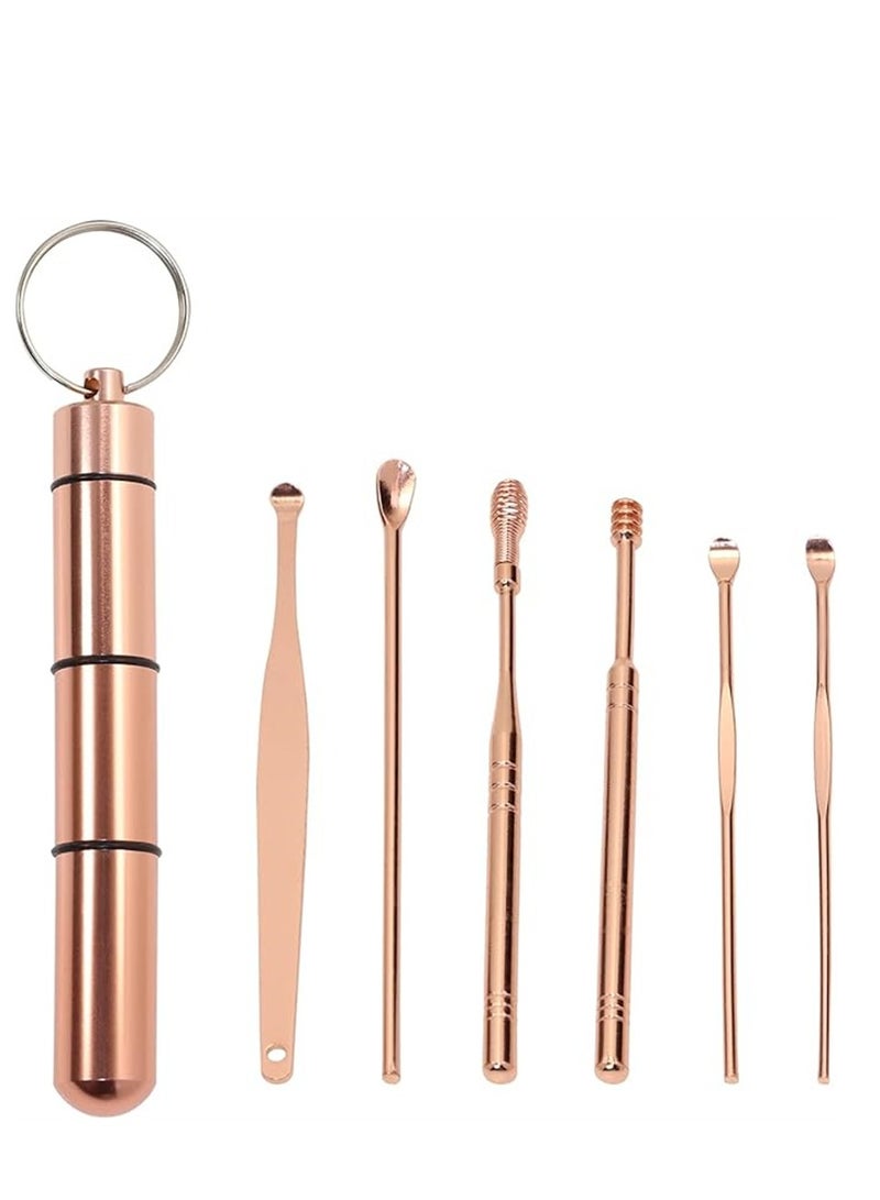 6 Pcs/Set Ear Wax Pickers Stainless Steel Earpick Wax Remover Piercing Kit Earwax Curette Spoon Care Ear Clean Tool Ear Cleaner - Image 1